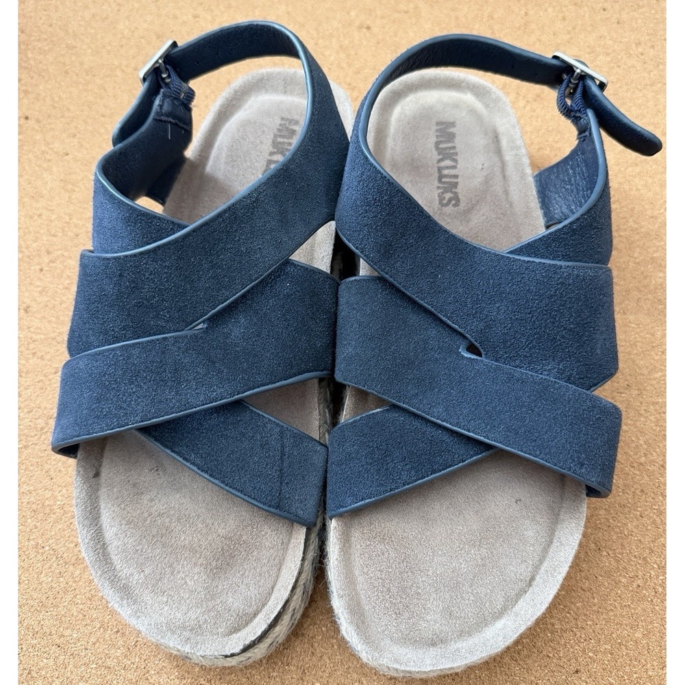Muk Luks Women's Beach Bingo Sandals Navy‎ Size 9 Preloved